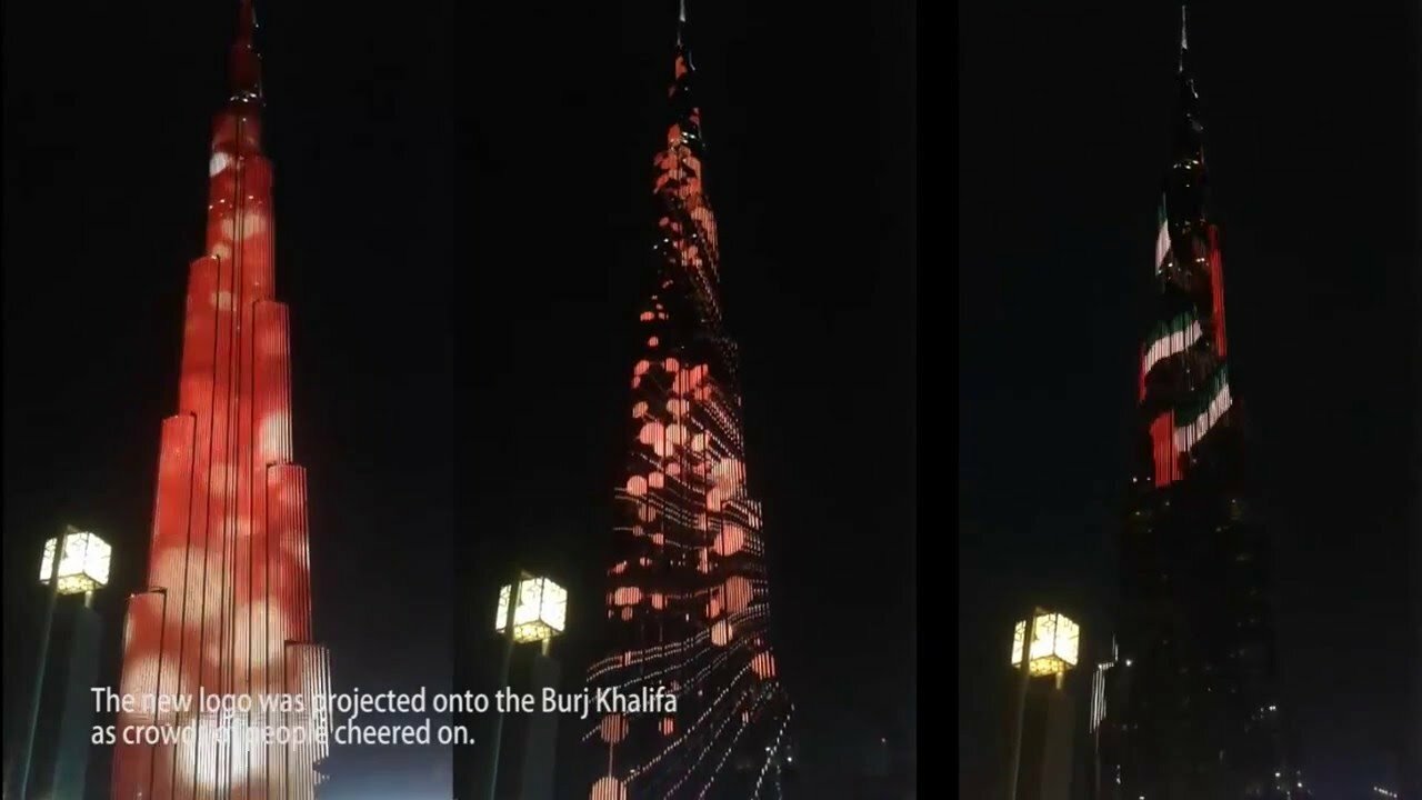 FULL VIDEO EXPO 2020 DUBAI The new logo reveval onto the Burj Khalifa